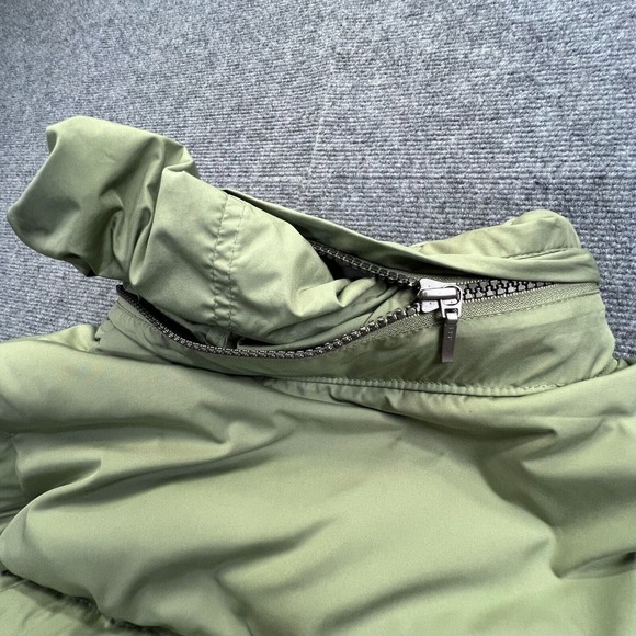 Vtg Old Navy Down Puffer Jacket Womens Small Green Packable Hood Fleece Lined - Picture 6 of 16